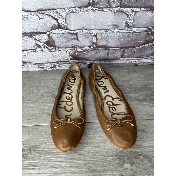 Sam Edelman Felicia Brown Leather Bow Classic Ballet Flats Women Sz 7.5M US/38.5 - Picture 13 of 16